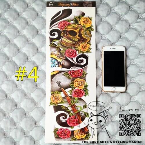 SHNAPIGN "The Rilfe" Full Sleeve Temporary Body Art, Flash Arm Tattoo Stickers 48*17cm Waterproof Henna Tatoo Adult Sex Products