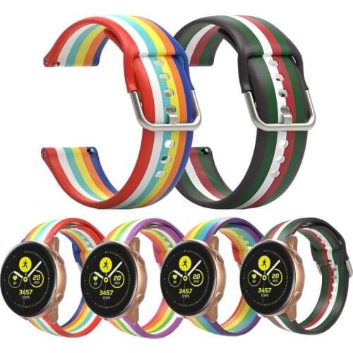 20mm Silicone Watch Band for Samsung Galaxy Watch 42mm Active2 40mm 44mm Sport Watch Strap for Samsung S2 Rainbow Replace Strap