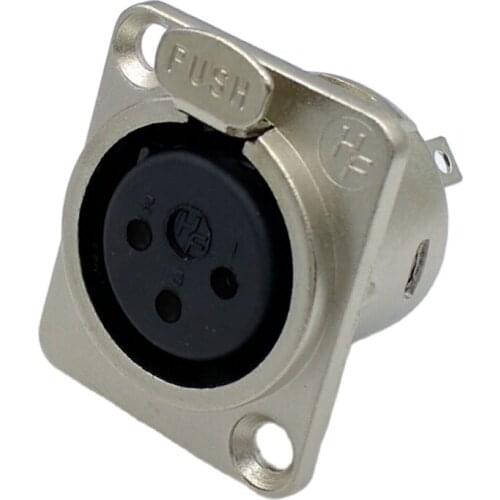 HF 3pin XLR Female panel mount connector Speaker powercon plug wire connector nickel plating XLR Socket Panel Mount 10pcs/lot