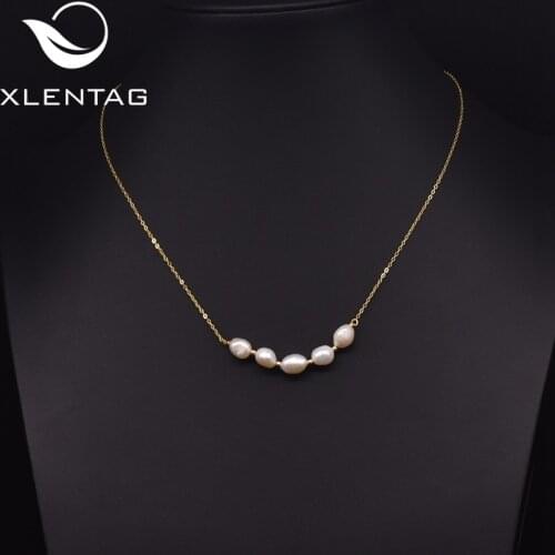 XlentAg Original Design Natural Baroque Pearl Necklace For Women Party Birthday Gift Silver 925 Jewelry Collier GN0111