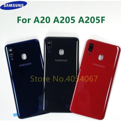 For SAMSUNG Galaxy A20 A205 SM-A205F A205FN Back Cover Battery Rear Door Plastic Housing Case With Camera Lens Shell Replacement