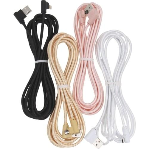 Charging Cable 90 Degree Nylon Braided Cable for IPhone X Micro USB Cable Type-C USB C Cable for Samsung Huawei LG 500pcs/lot