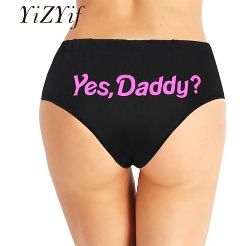 Womens Sexy Panties Cotton Lingerie Romantic Nightwear Yes Daddy Panty Thong Underwear Letter Print Naughty Briefs Underpants