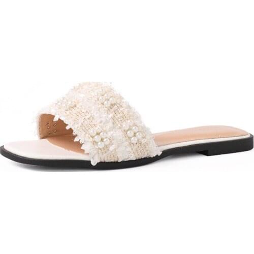 Women Slippers Outdoor 2019 Summer New String Bead Casual Fashion Beach Slides Women 35-39