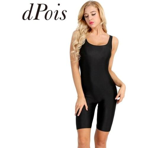 Women Sleeveless Stretch Skinny Solid Sports Active Dance Leotard Bodysuit Jumpsuit Yoga Gymnastics Leotard One-piece Swimwear