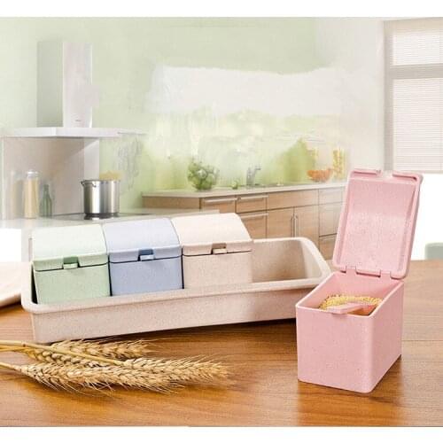 1PC Wheat Straw Condiment Bottles Spice Jar Seasoning Box Kitchen Spice Storage Bottle Jars Salt Pepper Spice Bottle OK 0623