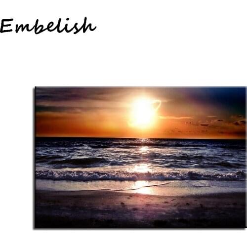Canvas Wall Art Pictures HD Prints Living Room Home Decor 1 Piece/Pcs Sunrise Beach Sea Waves Painting Seascape Poster Framework
