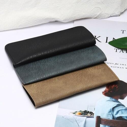 1pcs Retro Handmade Glasses Bag Soft Leather Reading Glasses Bag Waterproof Solid Sunglasses Pouch Simple Eyewear Accessories
