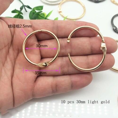 10 Pieces/Batch Of 30 MM Inner Diameter Metal Spring Door O Ring Opening Key Ring For Leather Bag With Chain Buckle Accessories