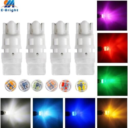 10pcs W5W T10 2835 3 SMD OSRK 12V LED Bulb Nylon Spot White Light Bulb Turn Side Maker Cars Door Clearance Red Amber Green Pink