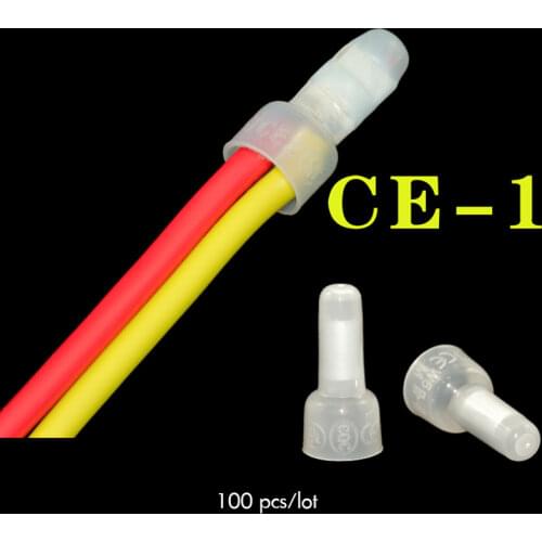 100 PCS/Lot CE-1 Crimp Terminal Nylon Crimp Cap Insulated Wiring Cap Fast Wire Connector Closed Terminal For 2 1.0 Square Wires