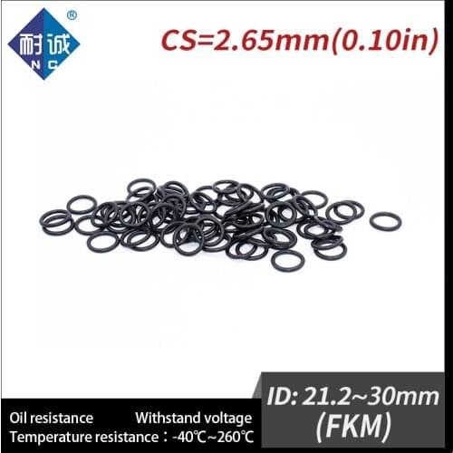 2PCS/lot fluoro rubber Ring Black FKM O ring Seals Thickness 2.65mm ID21.2/22.4/23.6/25/25.8/26.5/28/30mm ORing Washer