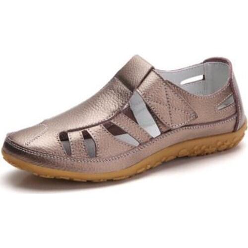 2021 Women Gladiator Sandals Shoes Genuine Leather Hollow Flat Sandals Ladies Casual Soft Bottom Summer Shoes Women Beach Sandal