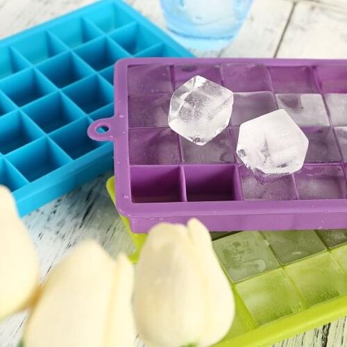 3 Colors 24 Grids Silicone Ice Cube With Lid Eco-Friendly Cavity Tray Ice Cubes Small Fruits Mold Ice Maker for Ice Cube Making