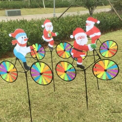 3D Large Santa Claus On Bike Windmill Wind Spinner Whirligig Yard Garden Decor 95AE