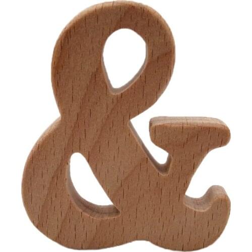 7pcs Beech Wooden Teether English alphabet DIY Nursing Accessories Teether Beads Baby Preschool education letter shape toy
