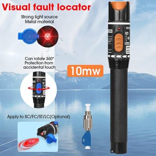 AUA-10mW Visual Fault Locator Fiber Optic Cable Tester 10mw Red Laser Light 10-12KM Pen Type Visual Fault Locator Free Shipping