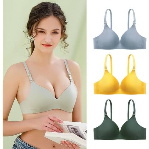 Roseheart New Female Women Fashion Green Yellow Blue Wireless Padded Bras Push Up Wire Free Sexy One-Piece Bras Bralette A B
