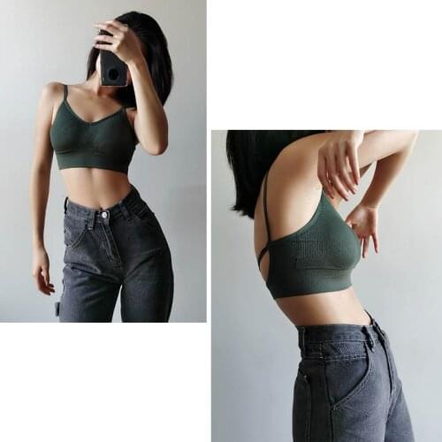 Q Ultra-thin No Steel Ring Lingerie Sexy Bandeau Sexy Bra Sports Tops Cropped Underwear for Female Back Hollow Lingerie