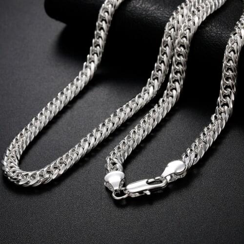New 925 Sterling Silver fine 6MM geometry chain Necklace for Mens Women Luxury Fashion Party Wedding Jewelry Christmas Gifts