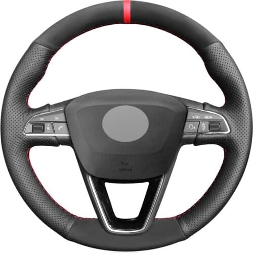 Black Suede Artificial Leather Car Steering Wheel Cover for Seat Leon 5F Mk3 2013-2019 Ibiza 6J Tarraco Arona Ateca Alhambra