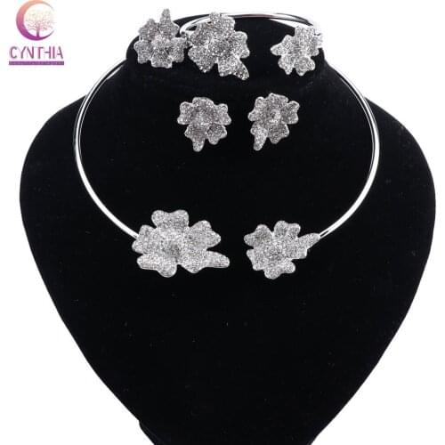 CYNTHIA New Arrival Flower Chocker Design Elegance Unique Jewelry Sets For Women Gift Anniversary Wedding Occasion