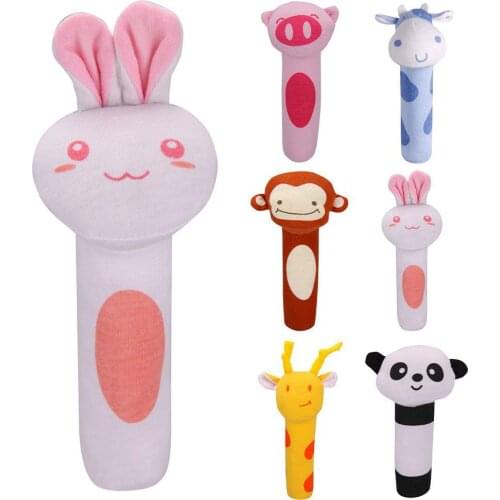 Baby Cute Cartoon Shape Soft Hand Rattle with Sound Gripping Toy Cradle Ornament