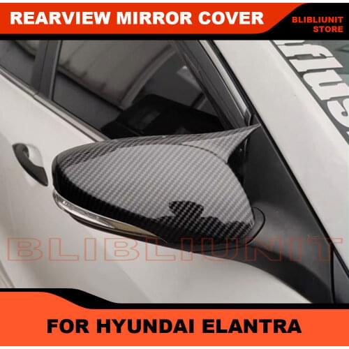 For Hyundai Elantra 2011-2015 ABS Carbon Fiber Look Ox horn Style Exterior Door Side Wing Rearview mirror Cover Sticker Trim
