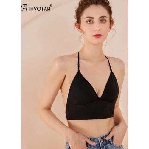 ATHVOTAR French Sexy Crop Camis Top Wrapped Breast Wireless Tube Top Bralette Camisole Womens U-Shaped Beautiful Back Underwear