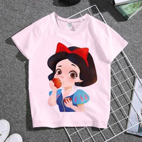 Disney Princess Baby Girls T Shirt Fashion Cute Snow White Ariel Elsa Print T-Shirt Baby Children Clothes Tops Summer Cool Tees