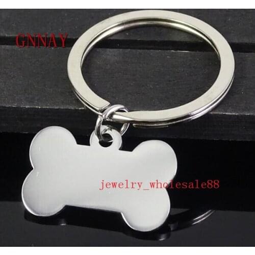 GNAYY Jewelry Lot 5pcs Polished Stainless Steel Large Dog Tag dog bone Keychain Pendant accessories Key Chains Key rings for men