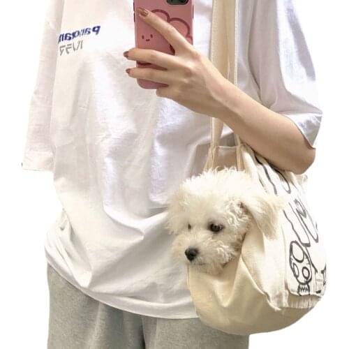 Pet Canvas Outing Travel Bag Double Shoulder Backpacks Sport Riding Hiking Outdoor Pet Carrier Bag Pet Handbag with Bear Pattern