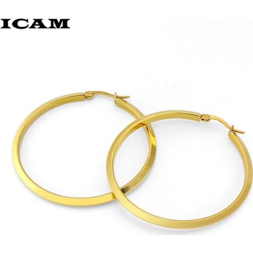 ICAM 1Pair Hoop Earrings Set Big Circle Earring Fashion Jewelry for Women Girls Steampunk Ear Clip korean Earrings 2019