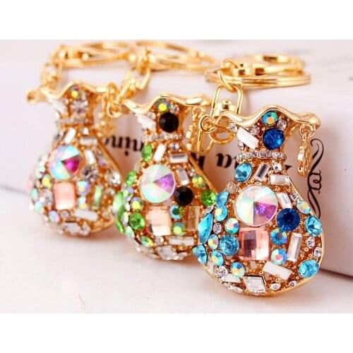 Creative Car Pendant Keychain Smart Colorful Crystal Lucky Bag Key Chain Bag Buckle Fashion Gift