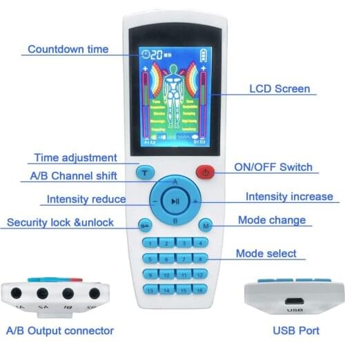 Rechargeable Led Display EMS Electronic 16 Modes 4 Output Health Care Body Massager Meridians Physiotherapy Therapy Massager