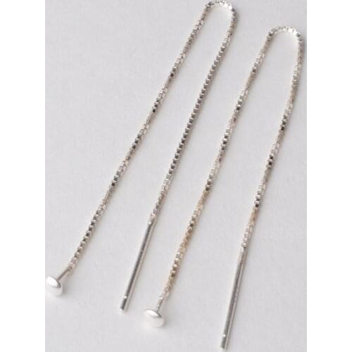 Earwire,solid 925 sterling silver ear thread, Box Chain earring wire with Headpin