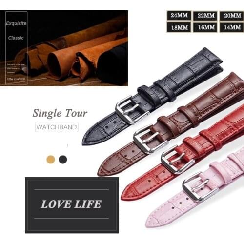 22mm Leather Watch Band For Samsung Gear S3 Strap For Galaxy Watch 46mm 42mm Amazfit Bip 24MM 20MM 18MM 16MM 14MM 12MM Watchband