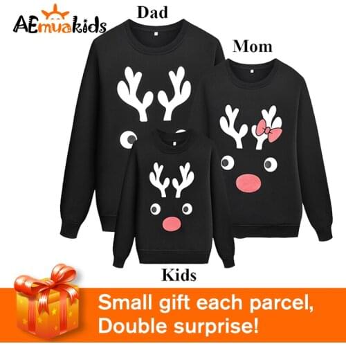 Family Christmas Sweaters Father Mother Daughter Son Matching Outfits Look New Year Kids Hoodies Clothing Mommy And Me Clothes
