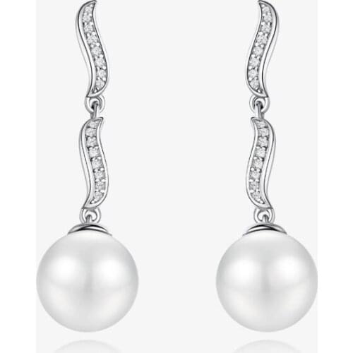 Natural 12mm Pearl Earring Drop Solid 925 Sterling Silver Wedding Earring Drop Women Daughter Birthday Gift Jewelry New 2021