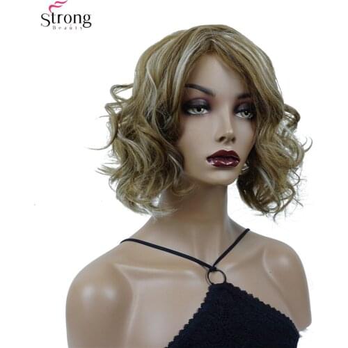 StrongBeauty Synthetic Wig Short Curly Hair Light brown/Blonde Wigs For Women