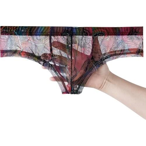 2020Sexy Underwear Pants Mens Transparent Boxershorts Male Low-rise Mesh Slips Homme Panties Boxer Shorts half pack hip