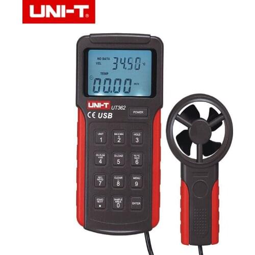 UNI-T UT362 LCD Display Digital Tachometer High Precision Anemoscopes w/ USB Interface Air Flow Meter