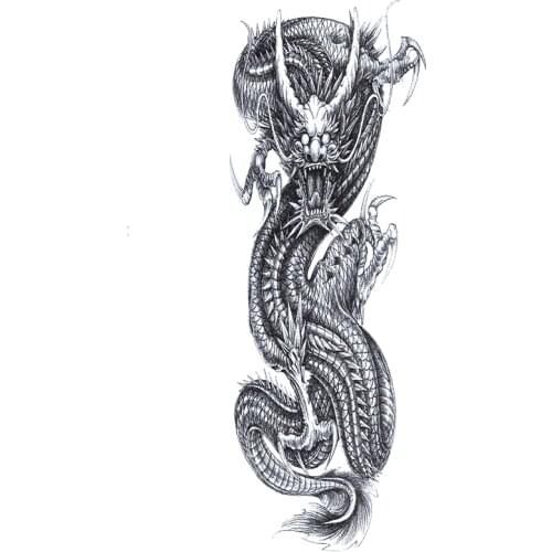 5pcs China Dragon Waterproof Temporary Tattoos Men Full Arm Harajuku Tattoo Sticker fake tattoo sleeves Flash Tattoo Art body