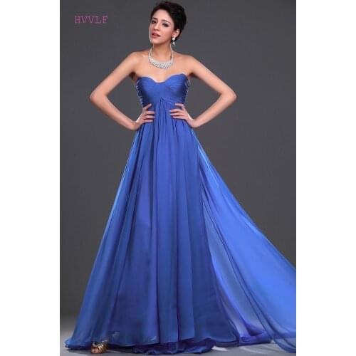 Royal Blue Evening Dresses A-line Sweetheart Chiffon Backless Plus Size Long Evening Gown Prom Dresses Robe De Soiree