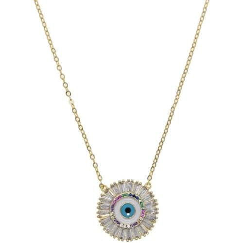 Gold silver color LUCKY evil eye jewelry gold filled AAA cubic zirconia cz stone fashion classic blue eye necklace