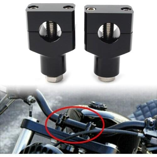 1" Motorbike Handlebar Handle Bar Adapter Risers Clamp Mounts For Harley Fatboy Black CNC 2Pcs