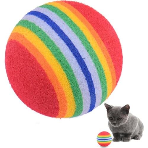 10pcs Pet Cat Toy Cat Kitten Colorful Ball Toys Pet Kitten Scratch Toy Soft Foam Rainbow Play Balls Interactive Toys