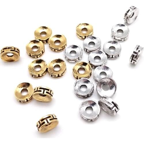 30pcs Zinc Alloy 3*7MM Spacers Beads Antique Gold/Silver Charms for Men Women DIY Necklace Bracelet Jewelry Metal Accessories