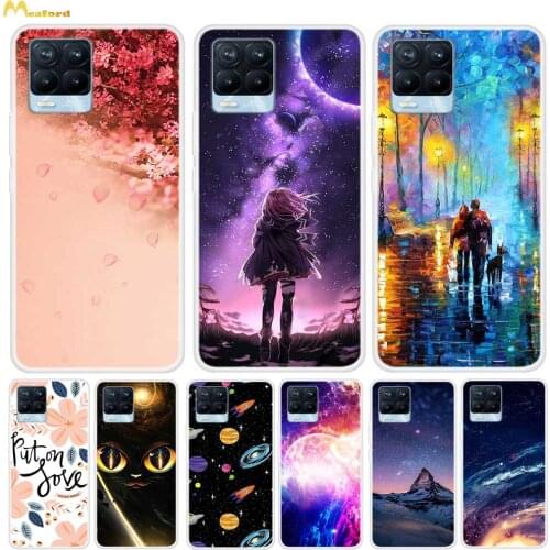 For Realme 8 PRO Case Silicone Back Cover Funda Realme8 Pro 2021 Real Me 8PRO Phone Cases 6.4" Cute Clear TPU Bumper Star Space