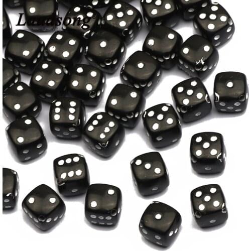 8mm 50/100Pcs Black Acrylic Cube Dice Loose Spacer Beads Accessories For Jewelry Making Diy Bracelet Necklace Earrings Supplies